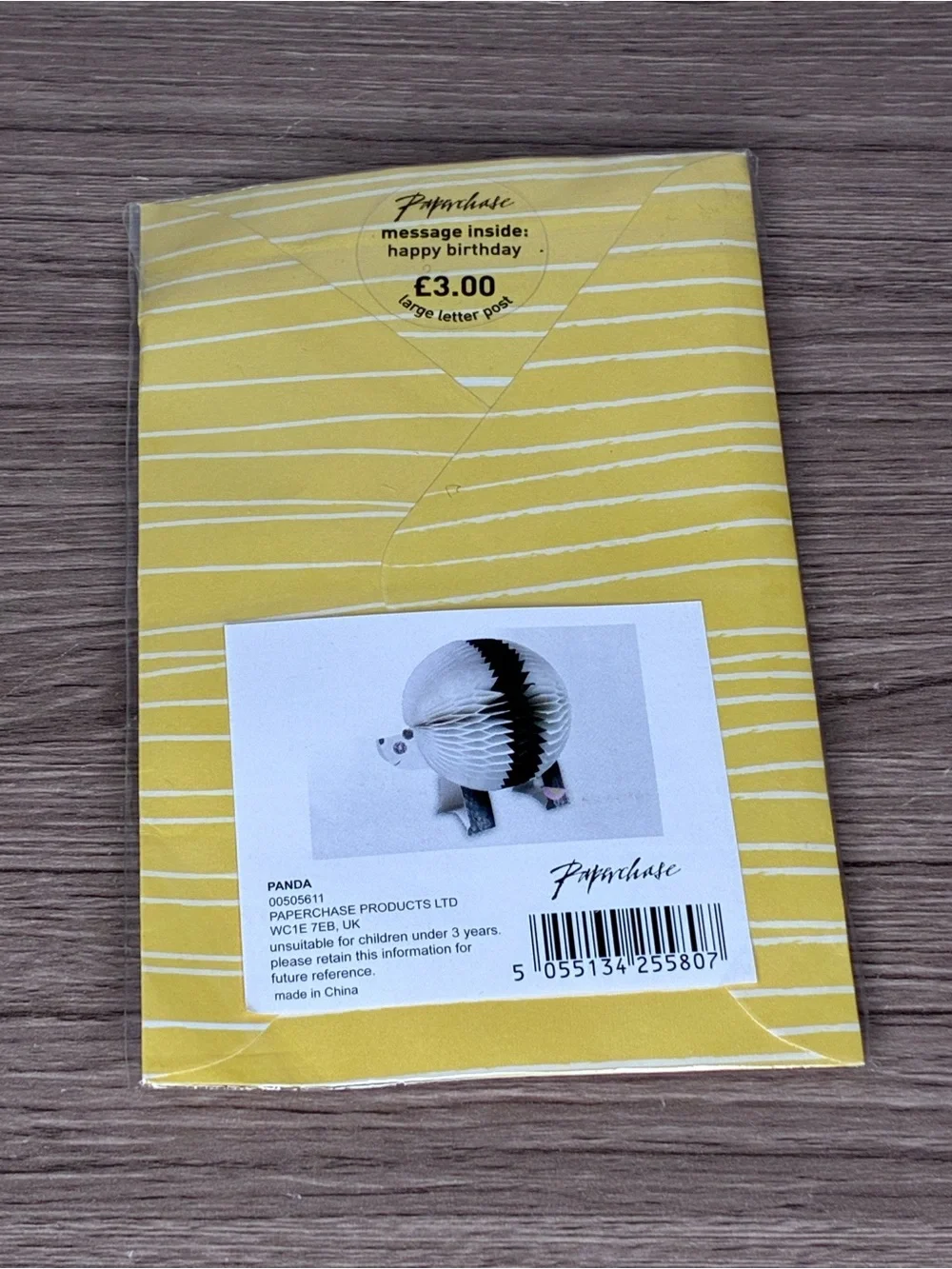 🐼 3/$25 NWT Yellow Panda Expanding Fan Card with Blue Floral Accent